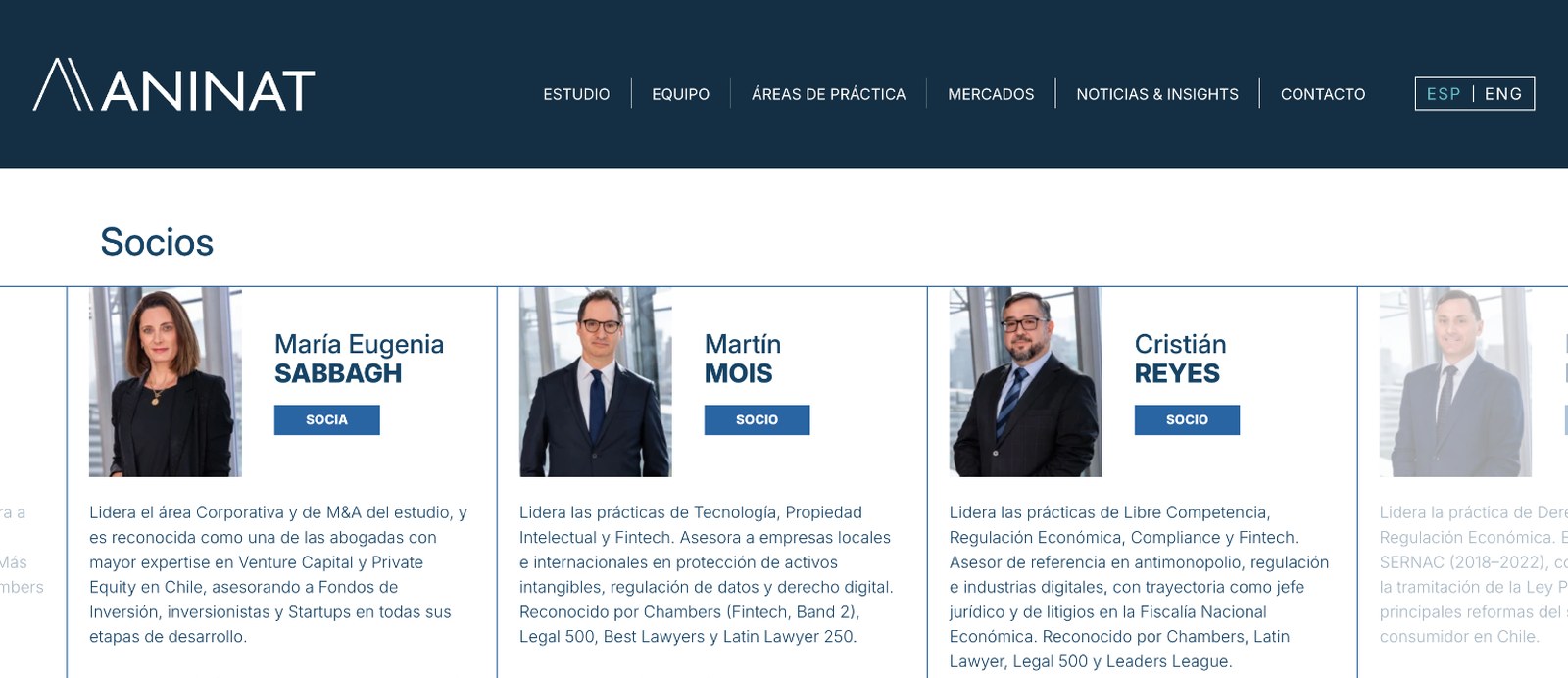 Sección 1 de la web de Aninat