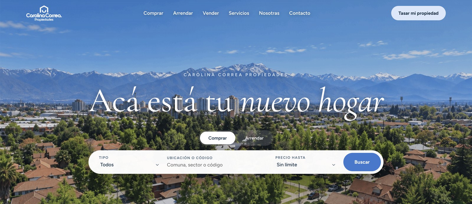 Inicio de la web de Carolina Correa Propiedades