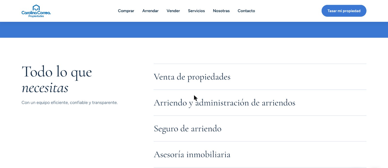 Sección 2 de la web de Carolina Correa Propiedades