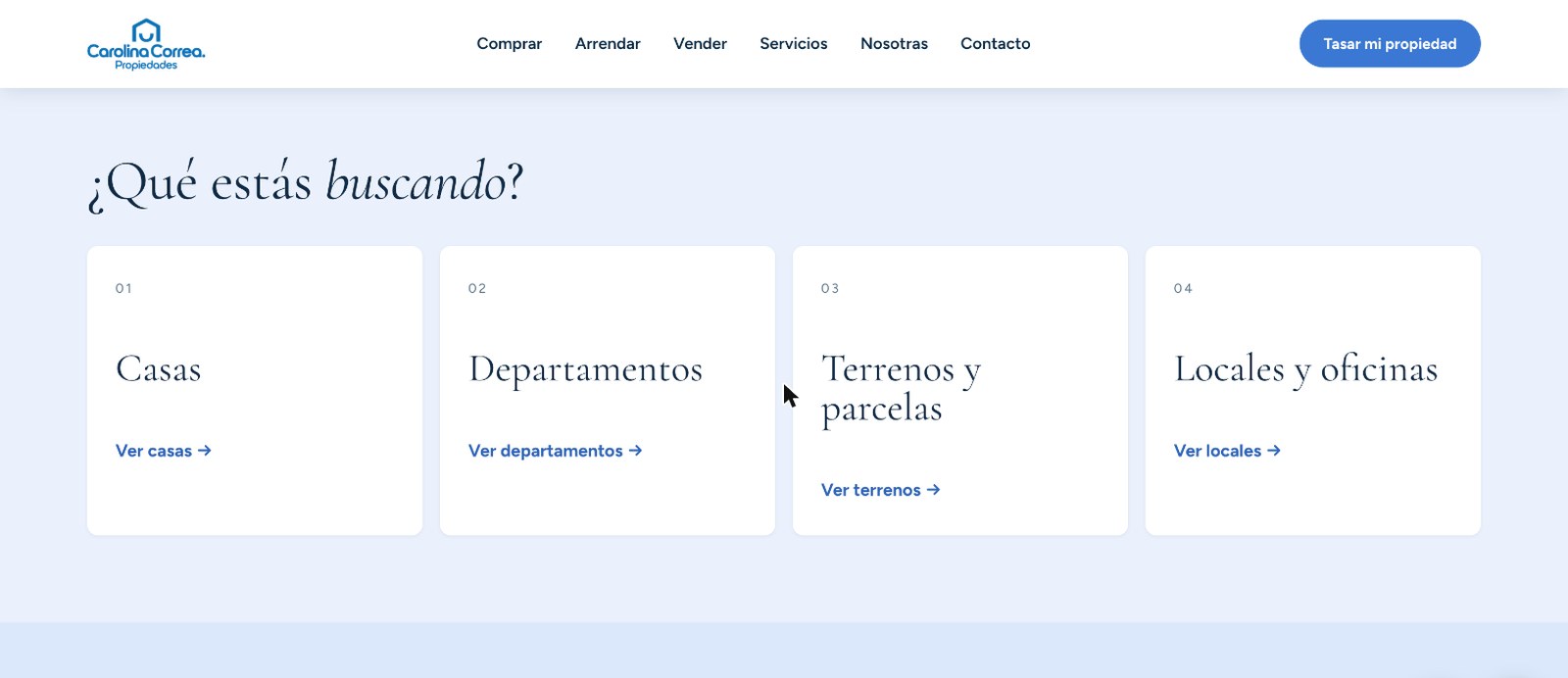 Sección 3 de la web de Carolina Correa Propiedades