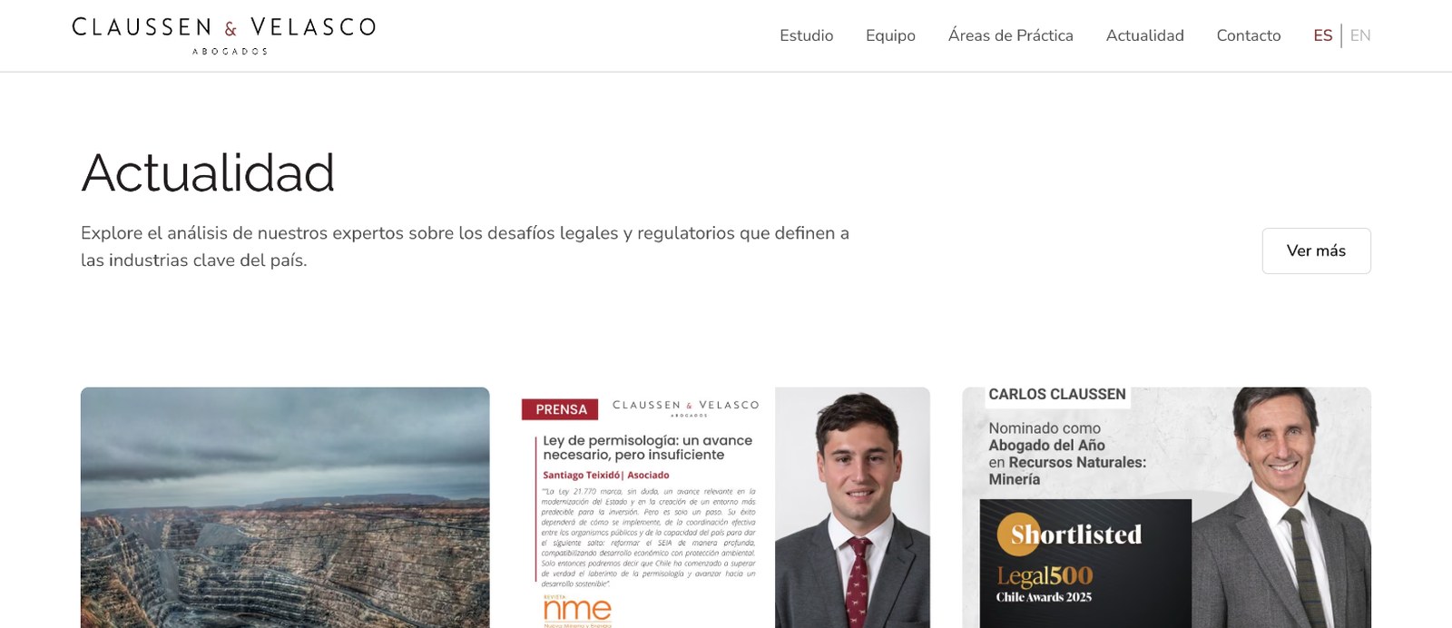 Sección 3 de la web de Claussen & Velasco