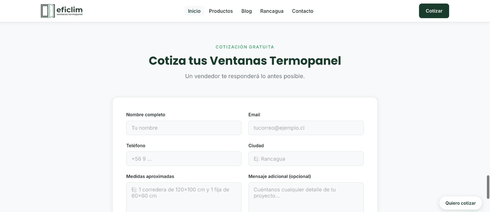 Sección 3 de la web de Eficlim