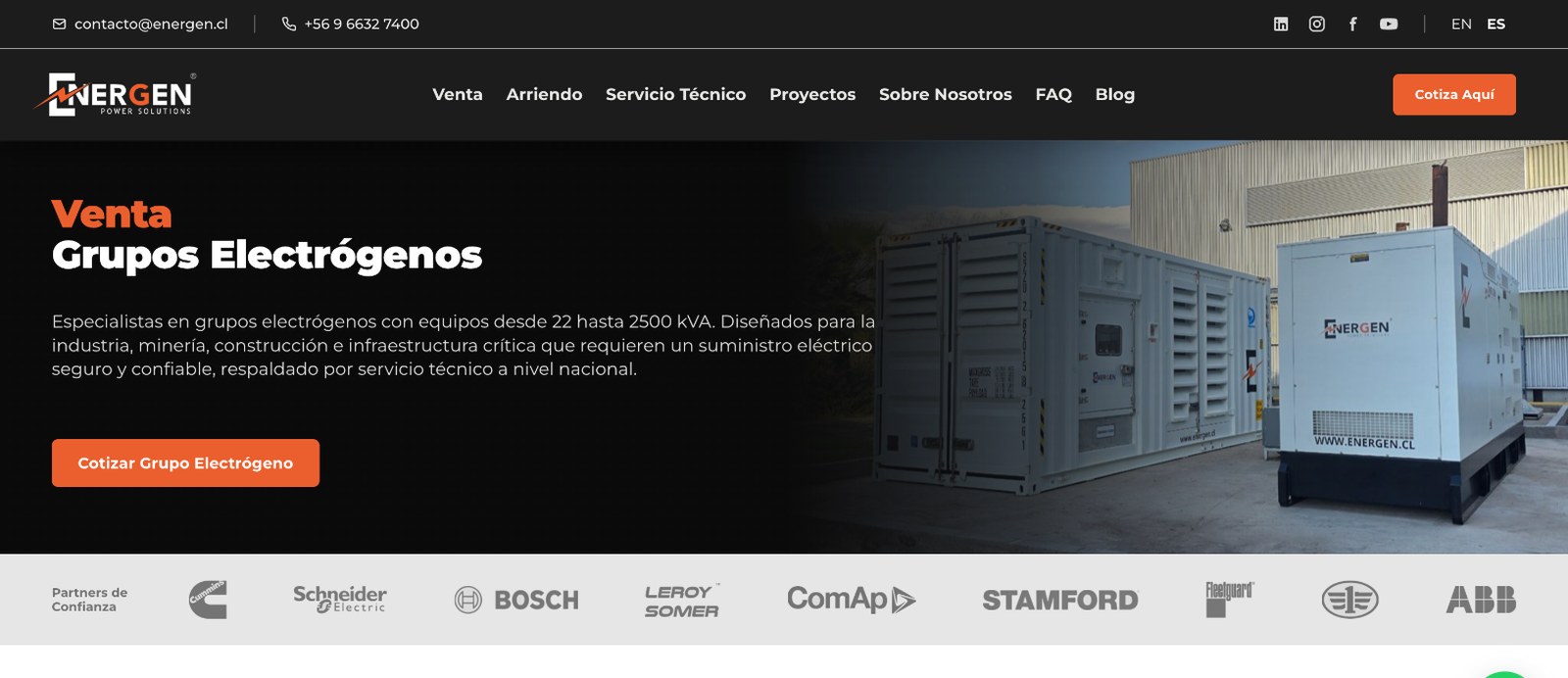 Inicio de la web de Energen