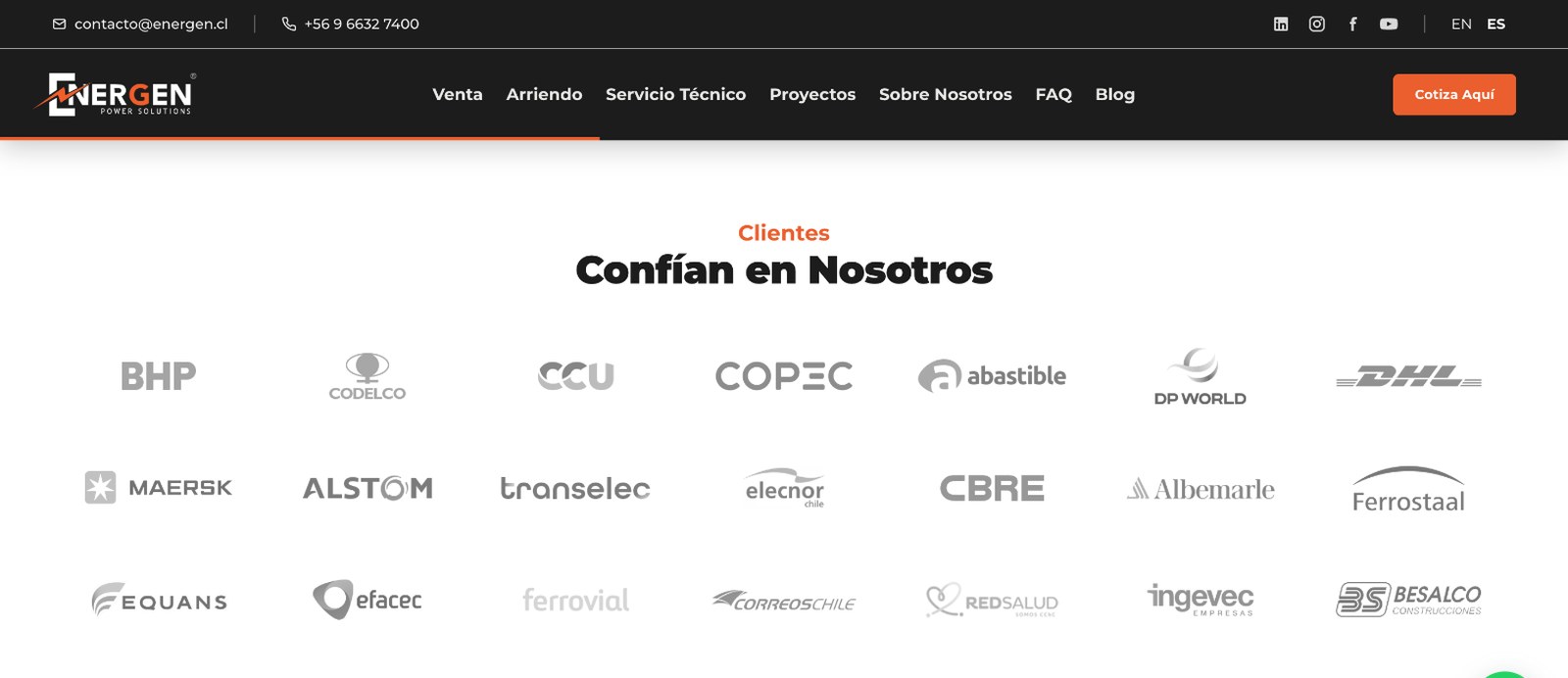 Sección 1 de la web de Energen