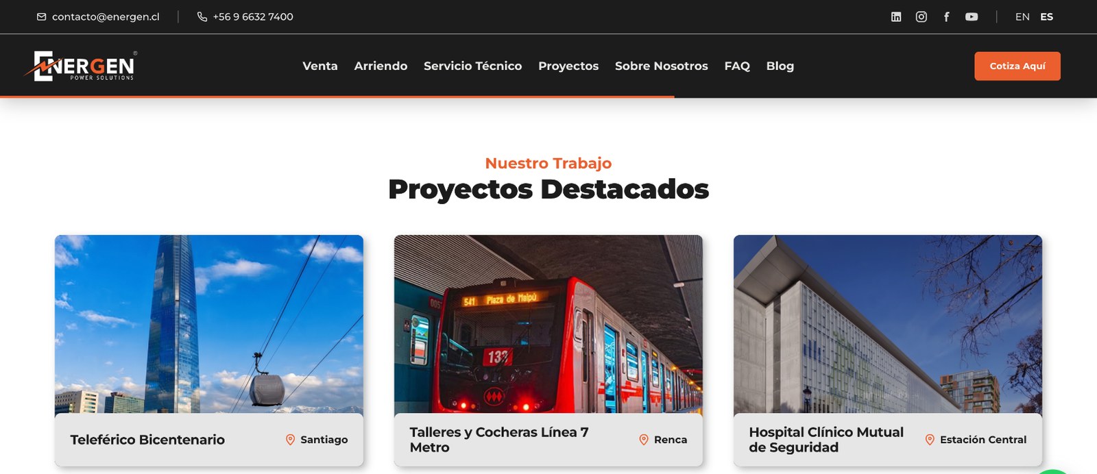 Sección 2 de la web de Energen
