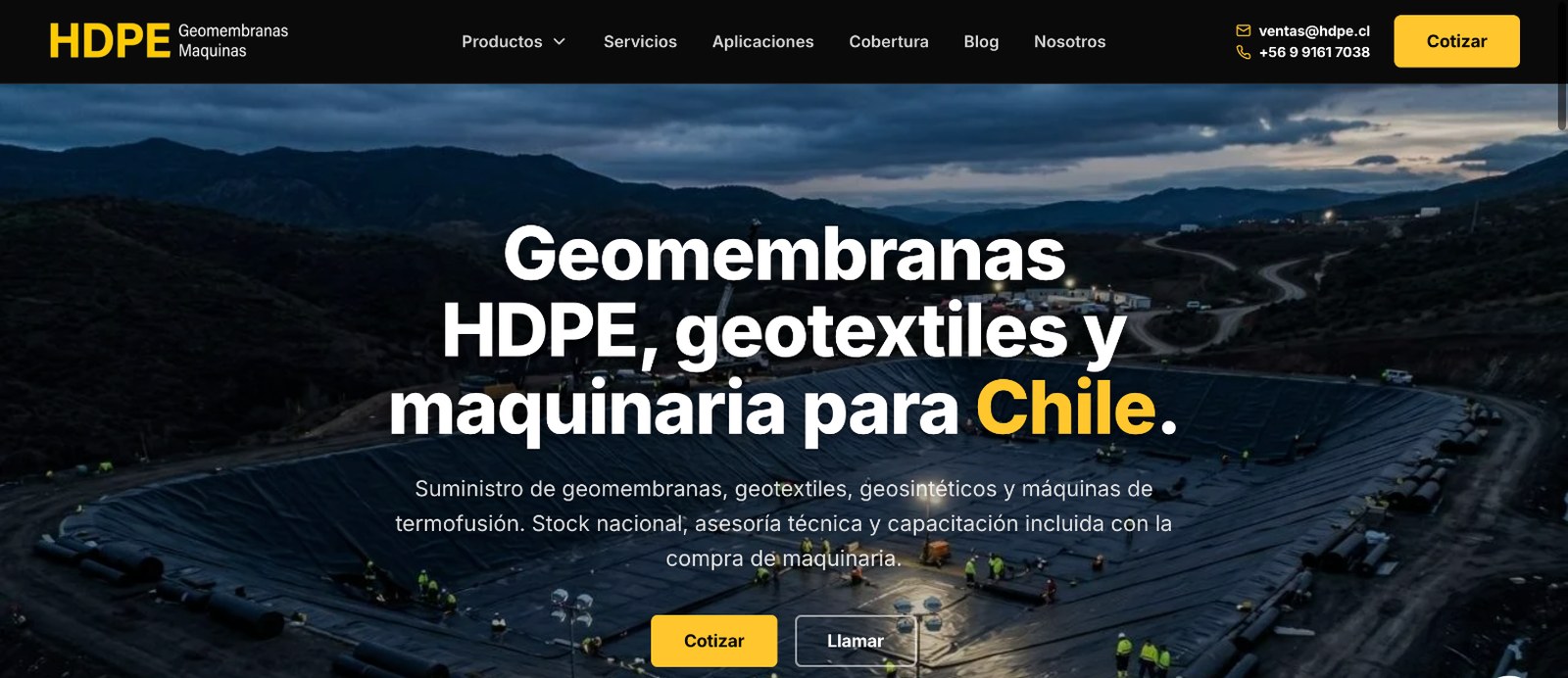 Inicio de la web de Geomembrana HDPE