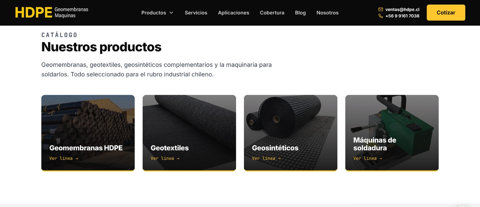 Sección 1 de la web de Geomembrana HDPE