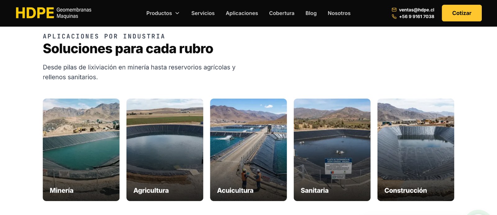 Sección 3 de la web de Geomembrana HDPE
