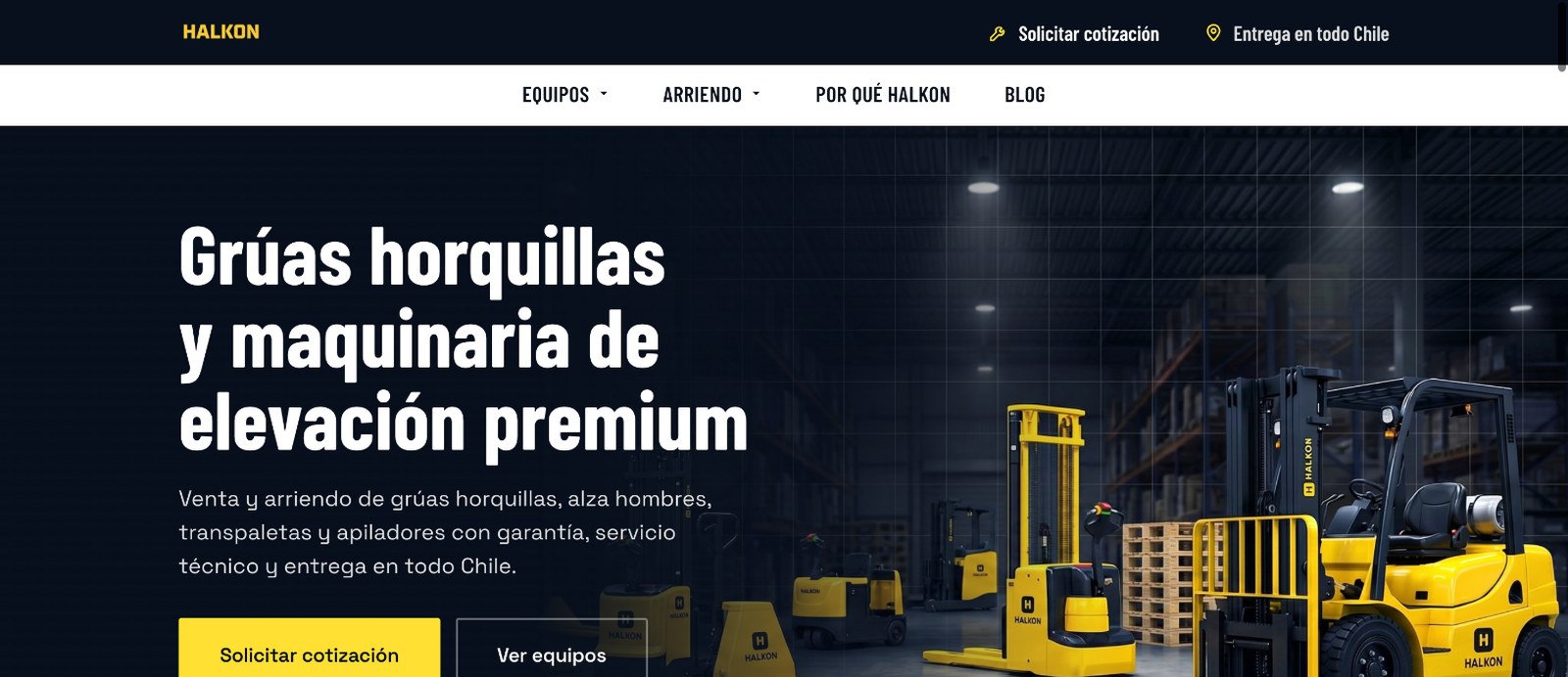 Inicio de la web de Halkon