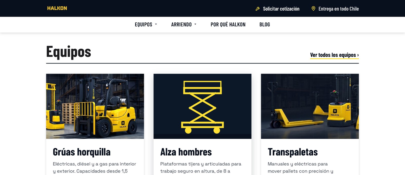 Sección 1 de la web de Halkon