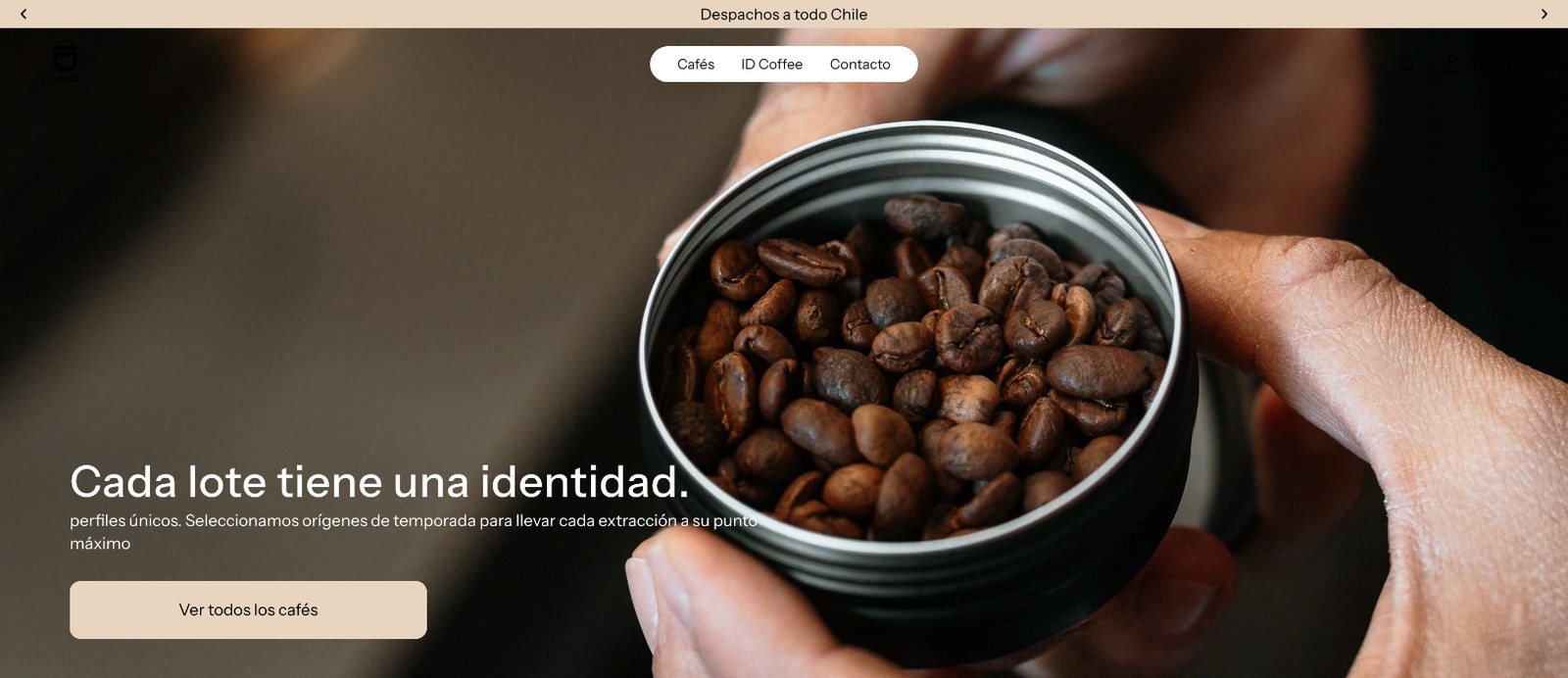 Inicio de la web de ID Coffee