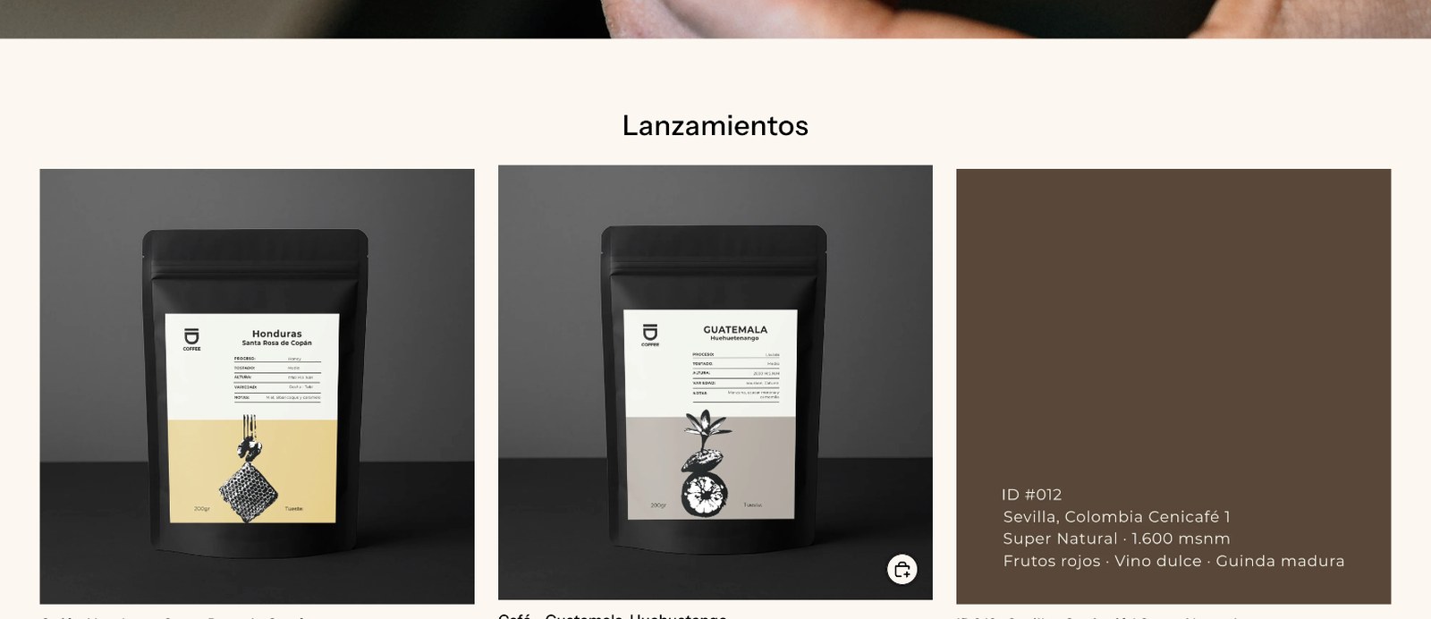 Sección 1 de la web de ID Coffee