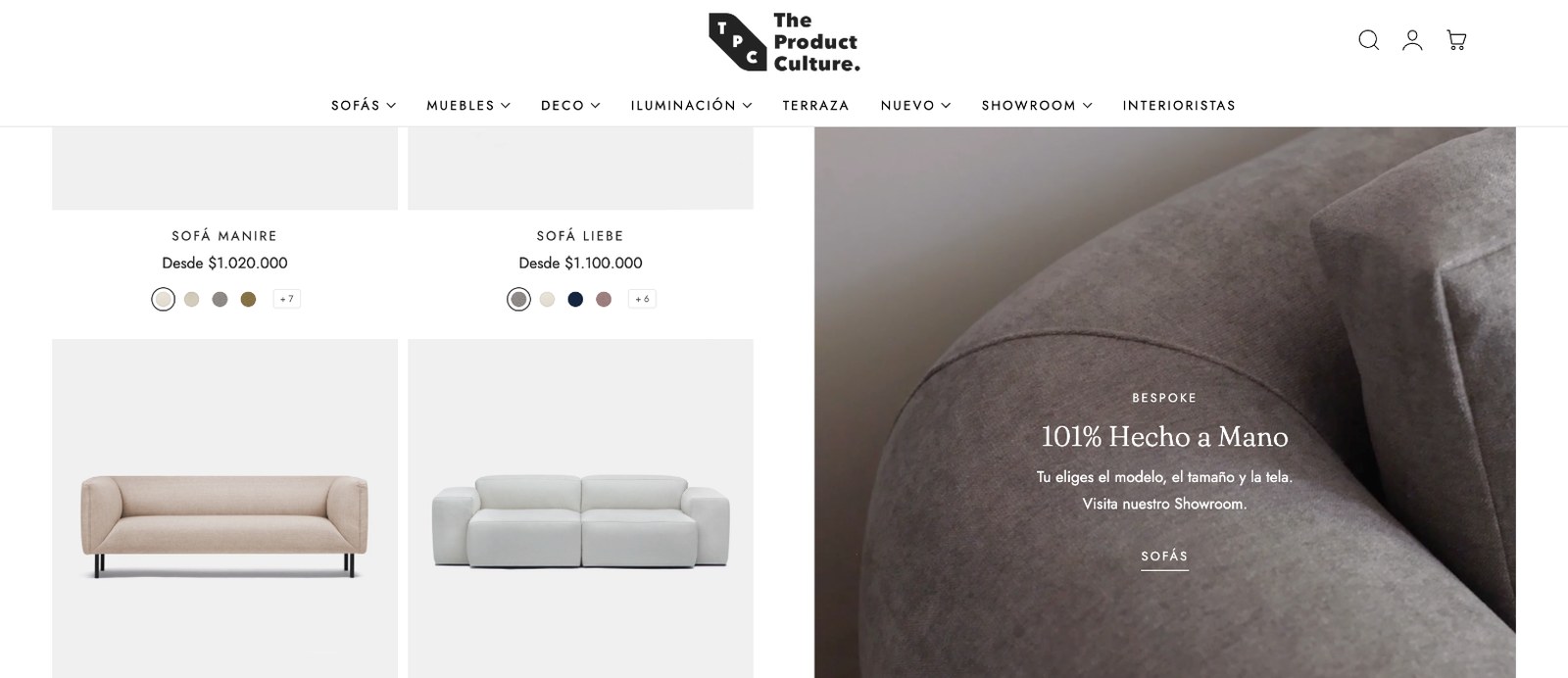 Sección 1 de la web de The Product Culture
