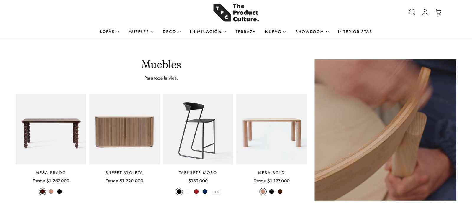 Sección 2 de la web de The Product Culture