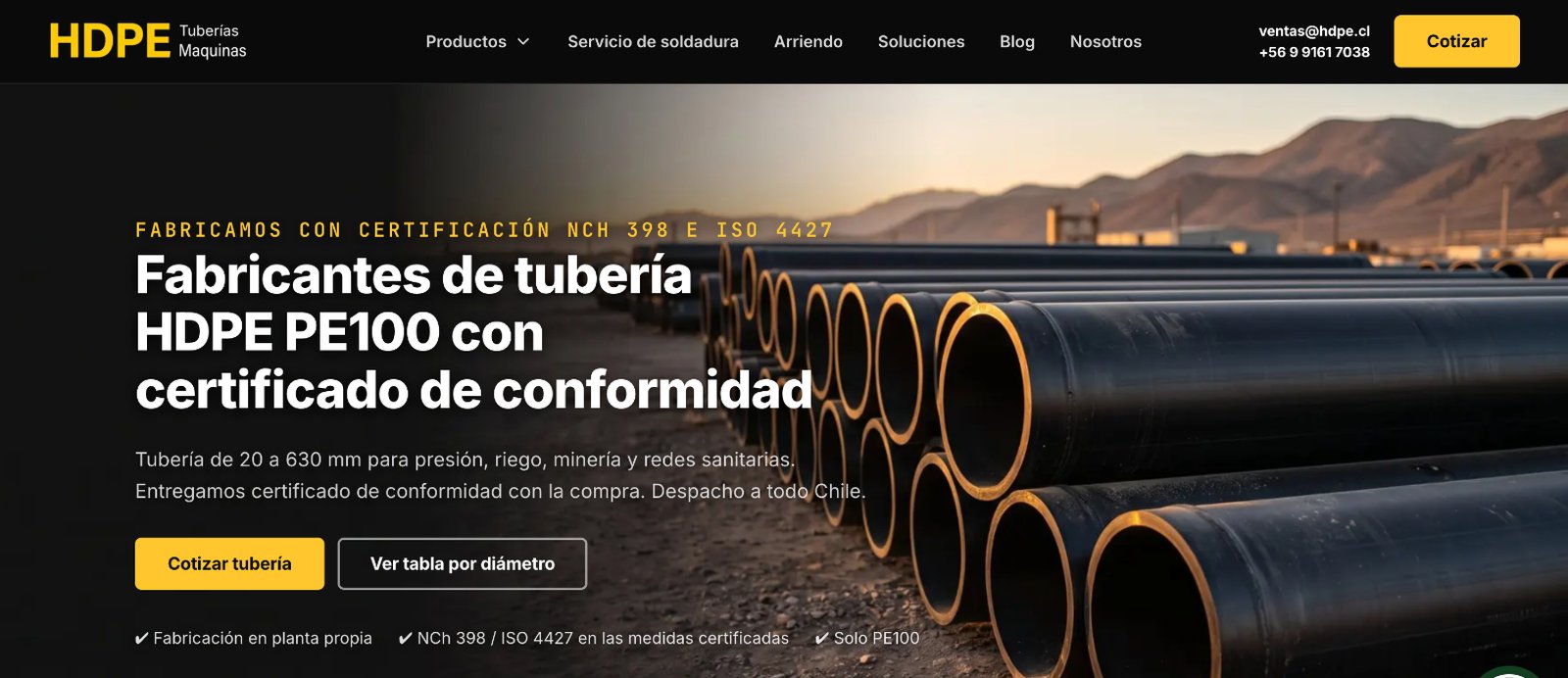 Inicio de la web de Tubería HDPE