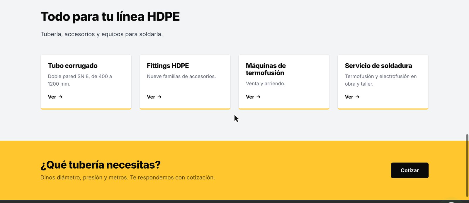 Sección 3 de la web de Tubería HDPE