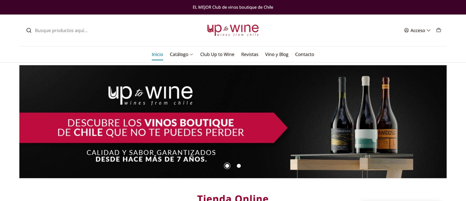 Inicio de la web de Up to Wine